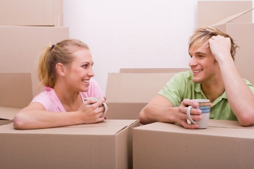 Organized removals service preparing belongings for transport