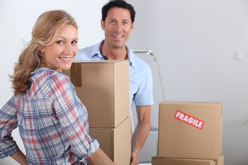 Packed moving boxes and protective materials prepared for removals service