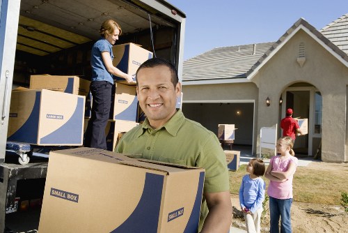 Furniture being loaded into a removals van